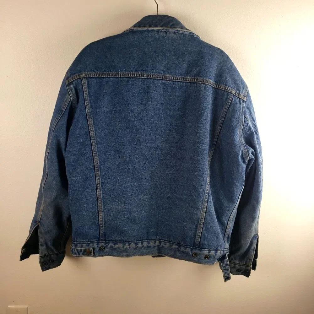 Men's Vintage Milano Bay Denim Sherpa Line Snap Button Jacket Size Large - Picture 4 of 13